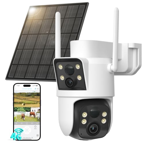 Image of LIWAN 4G LTE Cellular Security Camera Wireless Outdoor, No WiFi Dual Lens, 360 PTZ & Fixed Dual Lens, 2K Color Night Vision, PIR Human Detection, IP66 Weatherproof, 2-Way Audio, Built-in SIM Card