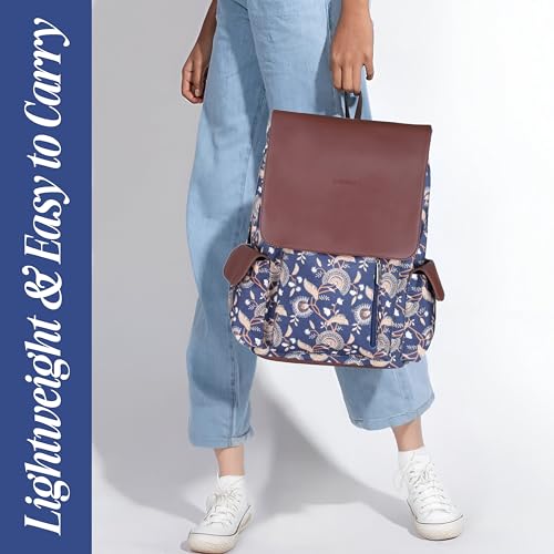 Image of Protecta Prisma Floral Printed Laptop Backpacks for Women and Men Fits 16Inch MacBooks Water-Repellent Bag for Office Collage and Travelling Print Padded Sleeve Lightweight Durable Design 18L