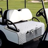 Funzooka Golf Cart Seat Covers Universal Bench Seat Cover with Storage Bag Non Slip Seat Protector for EZGO Club Car Yamaha Easy to Install and Remove Machine Washable Maintenance Friendly Light Gray
