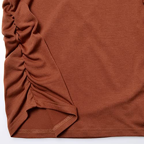 Bhome Maternity Tops Flying Shorts Sleeve Tshirt Side Ruched Pregnant Blouse Casual Pregnancy Tunic Caramel M #TOP5
