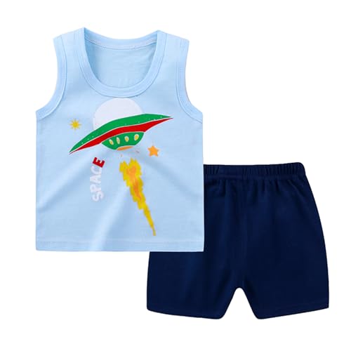 Image of Toddler Boys 4PCs Tank Top and Shorts Set Summer Clothes Cotton Outfits