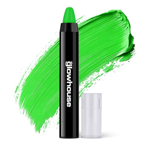 The Glowhouse Face Paint Sticks - Monochrome Black & White for Kids & Adults - Water Resistant Body Paint for Halloween Fancy Dress Festivals (Green)