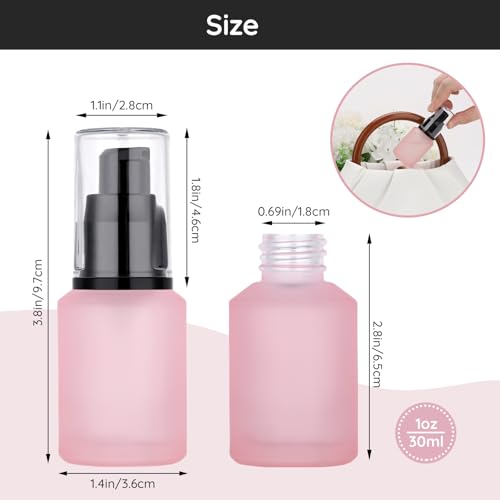 Image of Segbeauty 1oz Frosted Glass Lotion Bottle Empty, 3pcs Travel Lotion Container, 30ml Refillable Glass Travel Bottles for Toiletries, Hair Oil Bottles, Mini Size Skincare Cream Pump Bottle Mixed Color