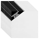 Kurtzy Lienzos para Pintar en Blanco (Pack de 12) 20 x 20 cm – Set Panel de Lienzo Cuadrado Preestirado – Aptos para Pintura Acrílica y al Óleo - Lienzo Blanco para Bocetos y Dibujos