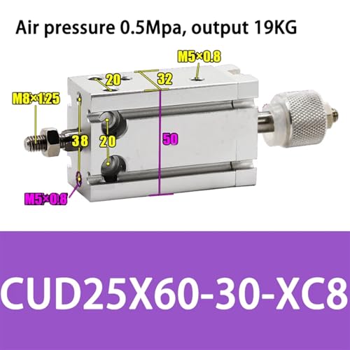 Vérin pneumatique CDU25X60 solution stop vibrations course réglable