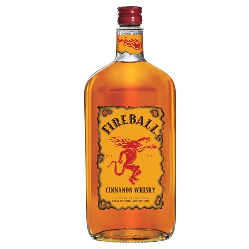 Fireball Cinnamon Whisky Liqueur Canadian Whisky With Real Cinnamon 33% ABV 1l Americas #1 Shot Brand Best Served Cold Spicy Flavour Ideal for Shots Mixed Drinks and Cocktails