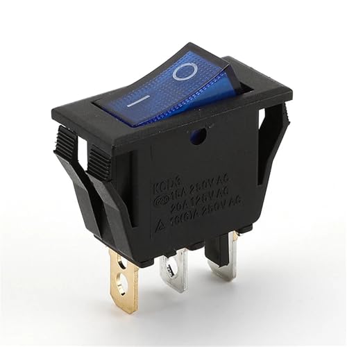 Interrupteur à bascule KCD3 3 broches 16,4 x 35,5 mm marche arrêt avec LED bleue