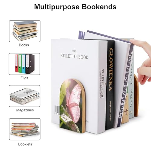 Sujetalibros de mariposa rosa antideslizante para evitar la caída de libros en baldas 4
