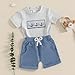 COORALLY Toddler Baby Boy Duck Outfit Short Sleeve T-shirts Elastic Waist Shorts Farm Clothes 2 Piece Summer Set (Blue, 18-24 Months)