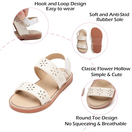 Image of PHIRAMIN Toddler Girl Sandals - Flower Girl Dress Shoes Open Toe Little Kid Flats