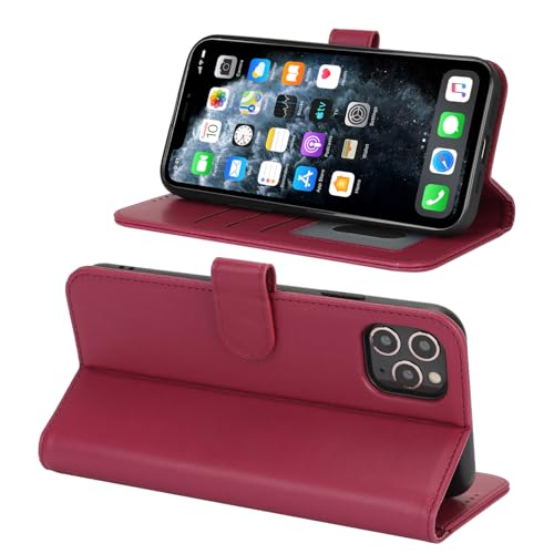 Image of for iPhone 11 Pro Max Case Wallet with Card Holder,for iPhone 11 Pro Max Wallet Case for Women Men,PU Leather Shockproof Magnetic Buckle Stand Flip Phone Case-Red