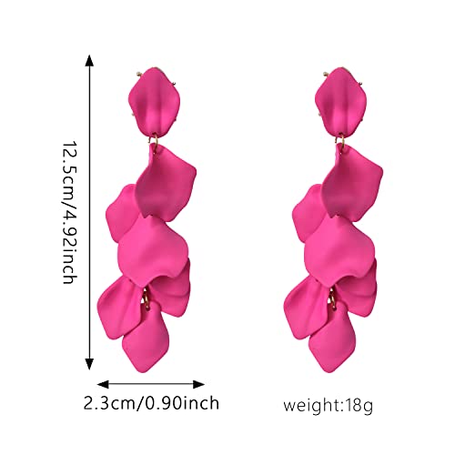 Long Acrylic Rose Petal Earrings Dangle Exaggerated Flower Earrings Drop Statement Floral Tassel Earrings for Women4