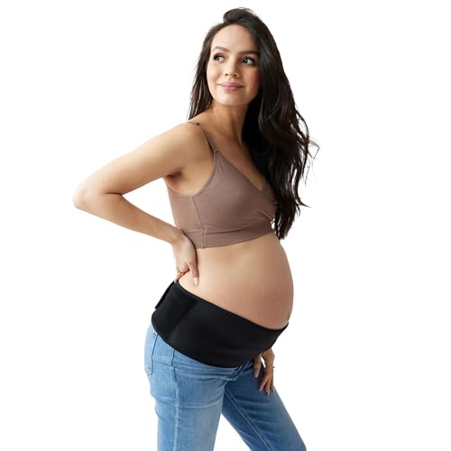 Ingrid & Isabel Maternity Support Belt – Adjustable Pregnancy Belly Band for Women – Lightweight, Breathable & Comfortable Belly Support – Ideal for All Pregnancy Stages - Black, M/L