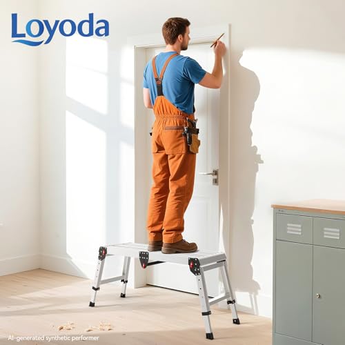 Loyoda Work Platform 500 Lbs, Folding Step Stool with One-Touch Automatic Fold, 4 Height Adjustment Step Platform, Perfect for RV Cleaning, Home Painting and Reaching High Places, Larger, Black by Loyoda - Image 2