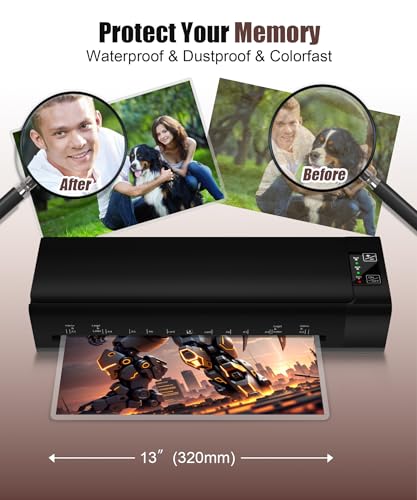 A3 Laminator Machine,13 Inch 9-in-1 Laminating Machine with Laminating Sheets,Thermal Laminator Hot & Cold with Fast Warm Technology for Home,Office or School Supplies,Black