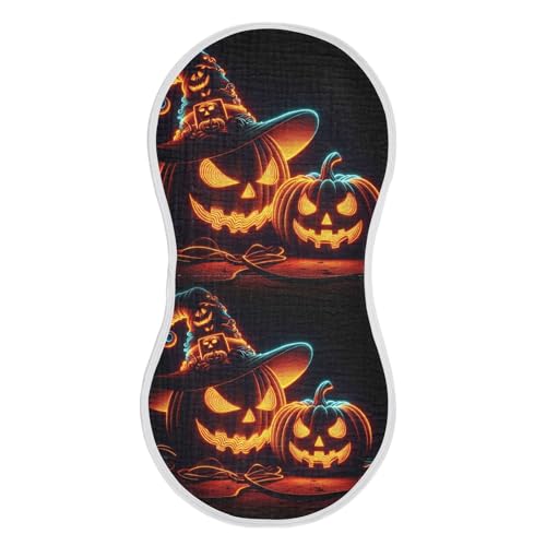 Muslin Burp Cloth for Baby 2PCS Halloween Big Pumpkins Super Absorbent Burping Cloths, Bibs for Newborn Boys Girls2