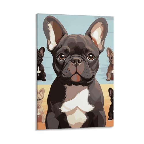 Affiche bouledogue français pour famille et salon chaleureux