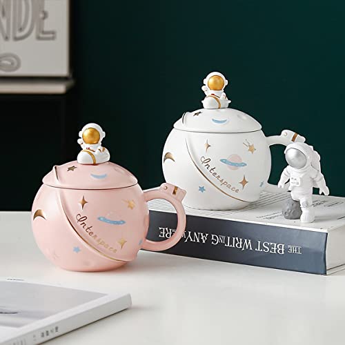 Funny Gift Mugs for Woman 450ml/15oz Cute Astronaut Mug with Lid and Spoon, Kawaii Cup Novelty Mug for Coffee Tea and Milk - Image 3