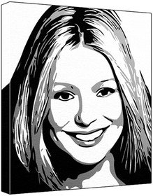 Kelly Ripa (100% Original Painting. Not A Print ) Acrylic Paint On Deep Framed Canvas (60 x 50 x 1.8 cm) 3-Colour Black/Grey/White