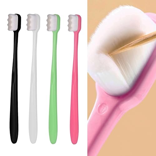 4 cepillos de dientes de cerdas suaves, nano cepillo de dientes ultra suave manual para dientes sensibles y encías, adultos, niños y niños