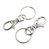 BFlowerYan Silver Tone Metal Trigger Lobster Clasp Key Chain Keyring 2 Pcs