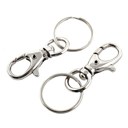 BFlowerYan Silver Tone Metal Trigger Lobster Clasp Key Chain Keyring 2 Pcs