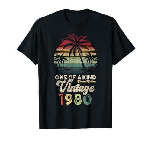 Vintage 1980 Anniversaire 46 Ans Palmiers Retro T-Shirt