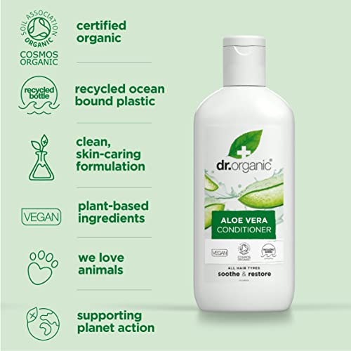 Dr Organic Aloe Vera Conditioner, Soothing, All Hair Types, Natural, Vegan, Cruelty-Free, Paraben & SLS-Free, Recyclable & Recycled Ocean Bound Plastic, Certified Organic, 265ml, Packaging may vary - Image 4