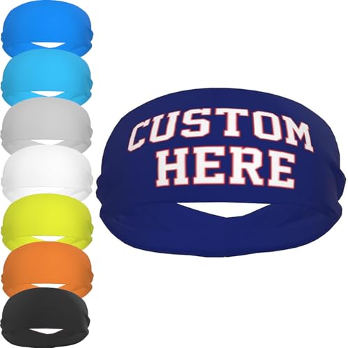 Image of Custom Sports Headband Custom Sweatband Bandana Add Your Image Logo Text Number. Bulk Custom Men Or Women Moisture Wicking Ventilate Elastic ﻿Headband