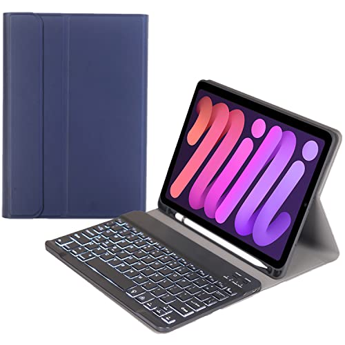 Keyboard Folio Case for iPad mini 6th Gen/iPad mini (2021), (7-Colors Backlight), Wireless Bluetooth Keyboard Cover