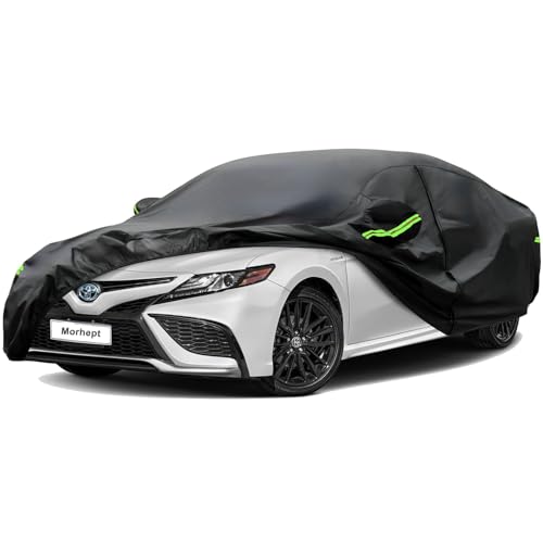 Morhept Car Cover Custom Fit for Toyota Camry Waterproof All Weather Full Exterior Cover Rain Snow UV Protection Cover with Door Zipper