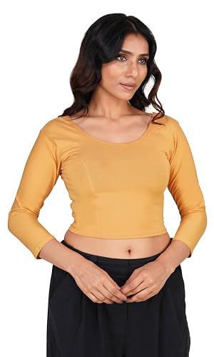 Image of Fressia Fabrics Women's Cotton Readymade Saree Blouse Stretchable Crop Top Choli Bustier Top