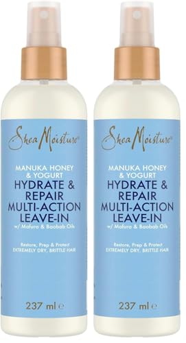 Image of SHEA MOISTURE Manuka Honey & Yoghurt Hydrate & Repair Multi-Action Leave-In Conditioner sulphate and silicone free conditioner for extremely dry, brittle curly hair 237 ml (Pack of 2)