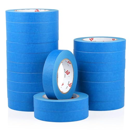 Image of BOMEI PACK Blue Painters Tape 1 Inch Bulk - Paint Tape 20 Rolls x 1 Inch x 55 Yards - Blue Masking Tape for Walls Painting, DIY Crafting, Edge Finishing and School Projects, Total 1100 Yards