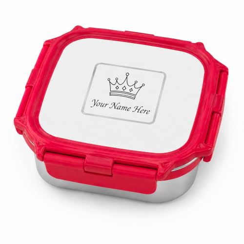 Image of SAVRI Personalized Kids Lunch Box with Name & Cartoon Engraved - Stainless Steel Leakproof Insulated Tiffin Box (300ml) | Customized School Lunch Box, Return Gift, Birthday Gift for Boys & Girls