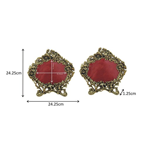 Image of Handicrafts Paradise Photo Frame Pair Antique Golden Floral Motif In Metal 9.5 X 9.5 Inch