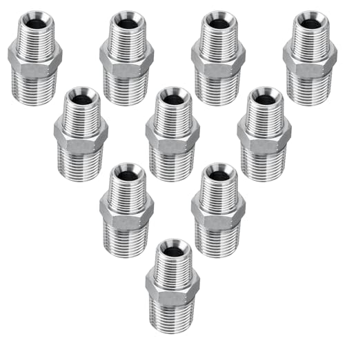 Image of 10 Pack Hydraulic Adapter Fitting: 3 /8 inch NPTF Male x 1 /2 inch NPTF Male