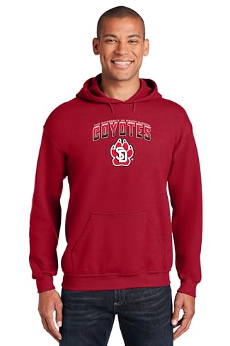 CornBorn South Dakota Coyotes Sweatshirt - Hooded Fleece Coyotes Full Color Fade Primary Logo - Red - Large