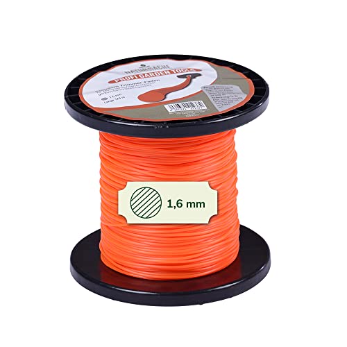 Natursache Hilo para desbrozadora naranja, redondo, 1,6 mm x 120 m, hilo de corte extra resistente para una máxima potencia de corte, accesorio para desbrozadora