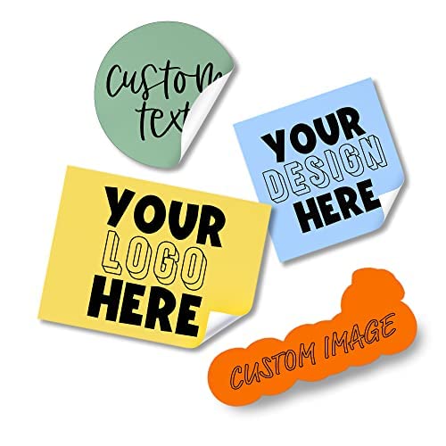 COACOPersonalized Die Cut Stickers, Your Custom Design for Business Logo, Personalized Labels, Packaging, Water Bottles, Add Any Image Logo and Text, Cut to Shape (50 Pack)