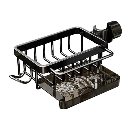 Soporte de esponja para grifo, soporte para esponja, soporte para estante de escritorio, esponjas, cepillos, soporte para fregadero, simplemente inserte la barra del grifo, verduras para lavavajillas