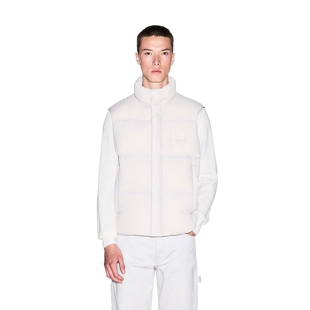 Armani Exchange Chaleco cruzado para hombre, con cierre de cremallera y logotipo, Campanilla de viento, XL