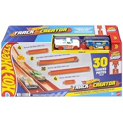Hot Wheels Track Creator 2-Car Deluxe Pack with 2 1:64 Scale Die-Cast Toy Vehicles, 25 Feet of Different Length Speed Snap Track & Connectors (Amazon Exclusive)