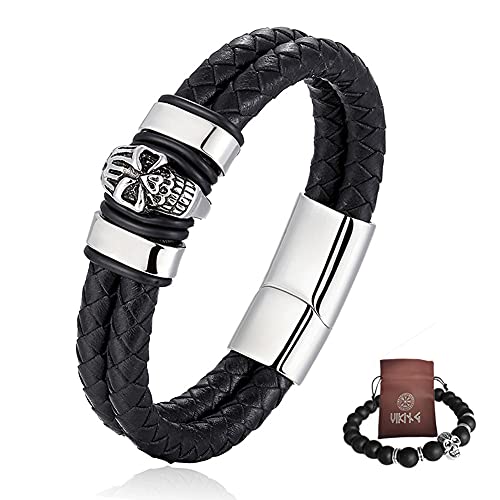 Bracelet cuir tressé viking pour look décontracté homme et motard en soirée