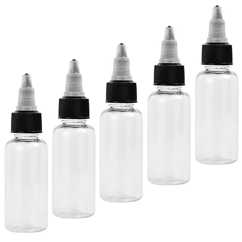 GatherTOOL 5pcs/lot Plastic Refillable Bottle Oil Liquid Dropper Bottles PET Cap Tattoo Pigment Ink Containers Empty Transparent Bottle (Color : 30ml 5pcs)