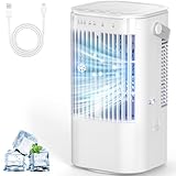 Portable Air Conditioner, 4-in-1 Mini Small Air Conditioner Evaporative Air Cooler Fan with 1000ml Water Tank, 3 Speeds 7 LED Lights, Personal Portable AC with Timer for Home, Bedroom, Desktop, Office