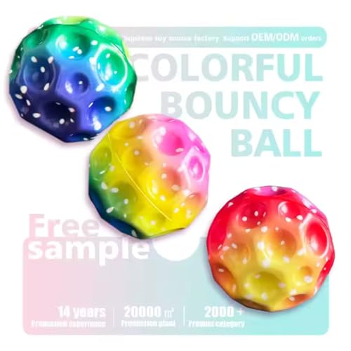 Image of Mashes Rainbow Color Moon Ball - Bouncy, Colorful Rubber Ball with Bright Colors - Fun Outdoor Toy for Kids (Pack-2)