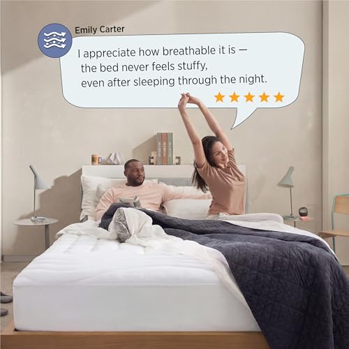 Image of Bedsure Full Size Mattress Pad - Quilted Fitted Mattress Topper Protector with 8-21 Inches Deep Pocket, Noiseless Breathable Bed Cover Padded, Machine Washable, White, 54x75 Inches (Pack of 2)