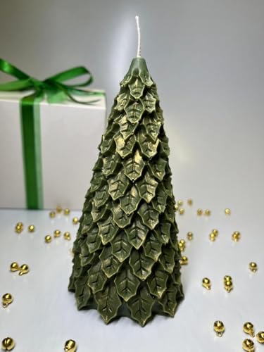 Vela Aromática Árvore de Natal Pinheiro Folhas Verde com Brilho 215g