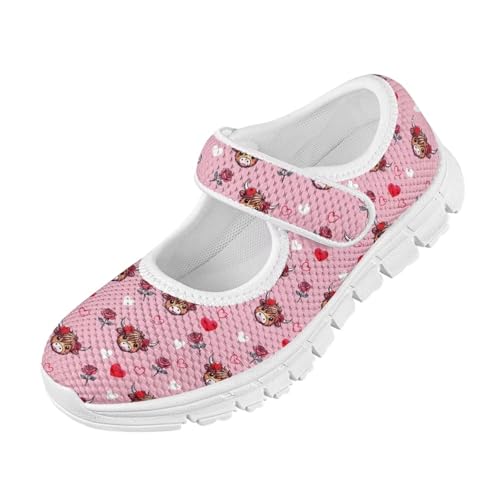 JoyLamoria Highland Cow Girls Slip on Shoes Lightweight Cute Walking Shoes for Toddler and Kids Fashion Mary Jane Sneakers,11-2.54